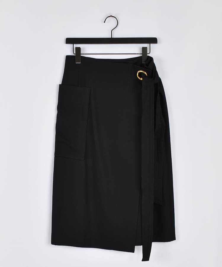 【Lサイズ】綿レーヨンツイルスカート 詳細画像 ブラック