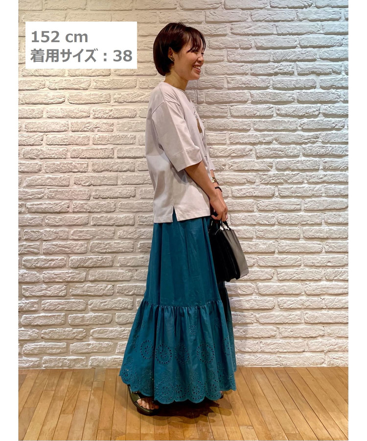 ｜+10％OFF対象｜カットワーク刺繍スカート 詳細画像 グリーン