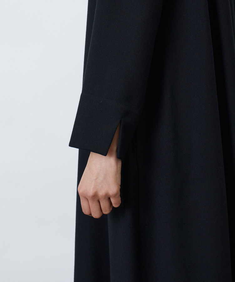 ウール混ビエラスタンドカラーワンピース 詳細画像