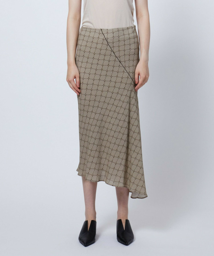 CUPRA GEORGETTE  MONOGRAM PRINT SPIRAL CUT SKIRT 詳細画像