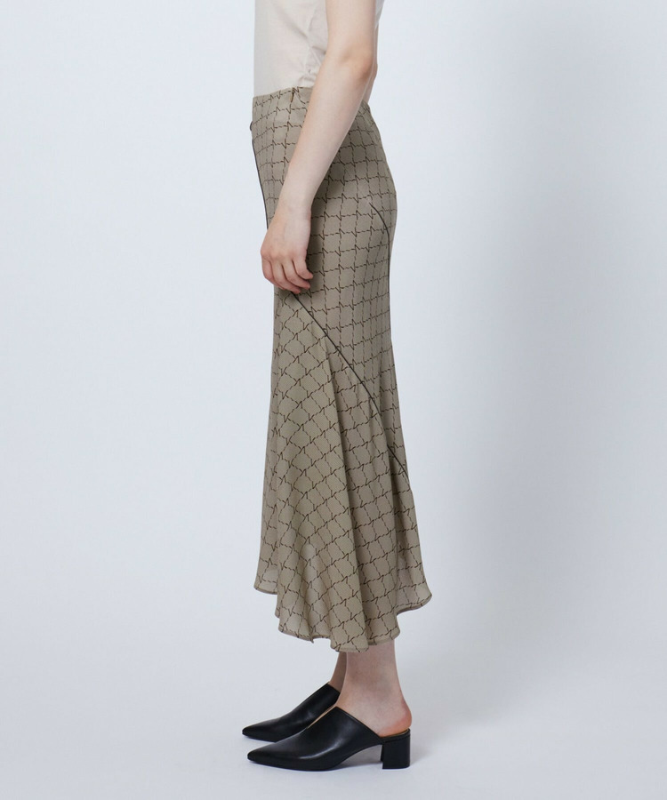 CUPRA GEORGETTE  MONOGRAM PRINT SPIRAL CUT SKIRT 詳細画像
