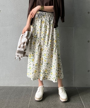 【Lサイズ】ボタニカルプリントスカート