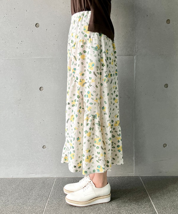 【Lサイズ】ボタニカルプリントスカート 詳細画像