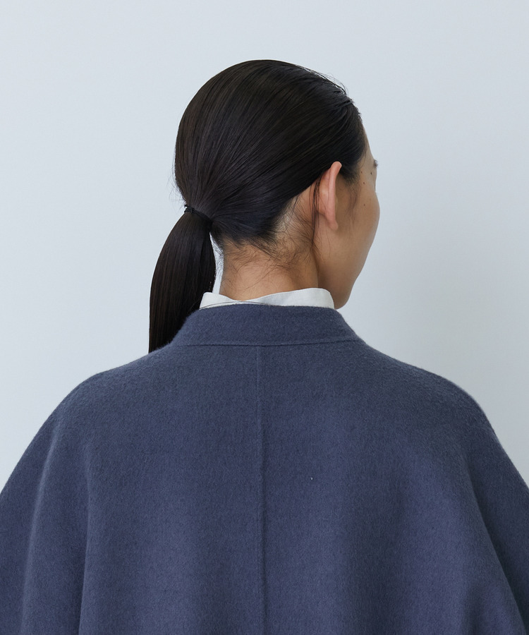 リバーシブル：カシミヤ混ダブルフェイスマントスリーブコート 詳細画像