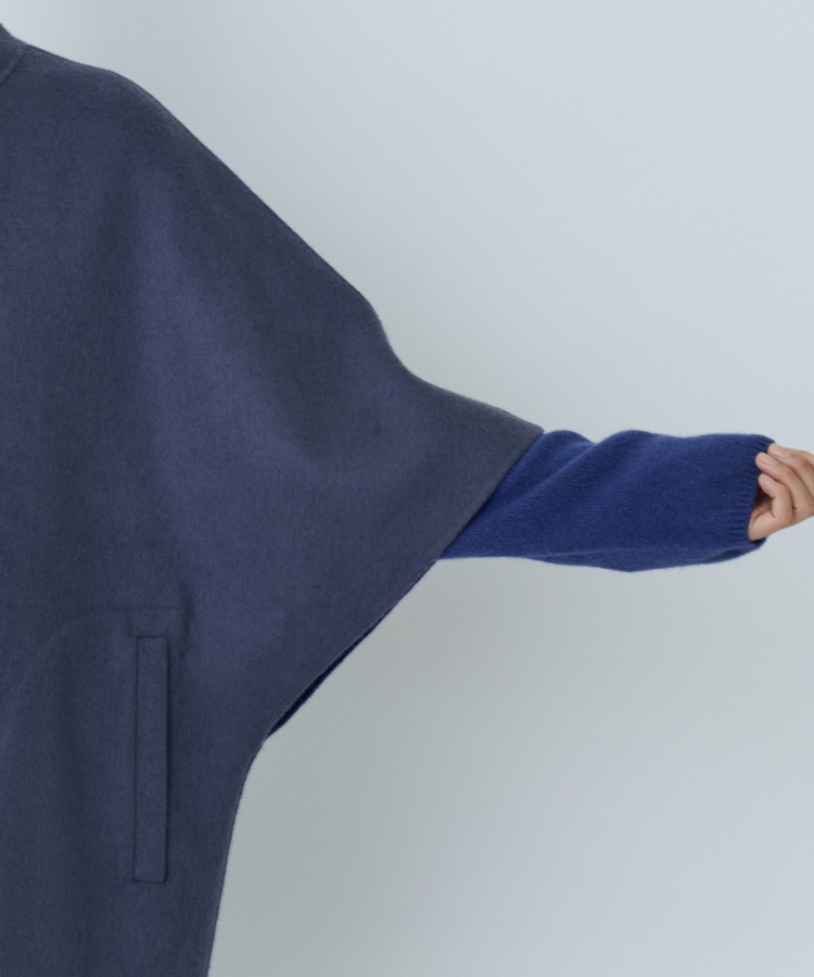 リバーシブル：カシミヤ混ダブルフェイスマントスリーブコート 詳細画像