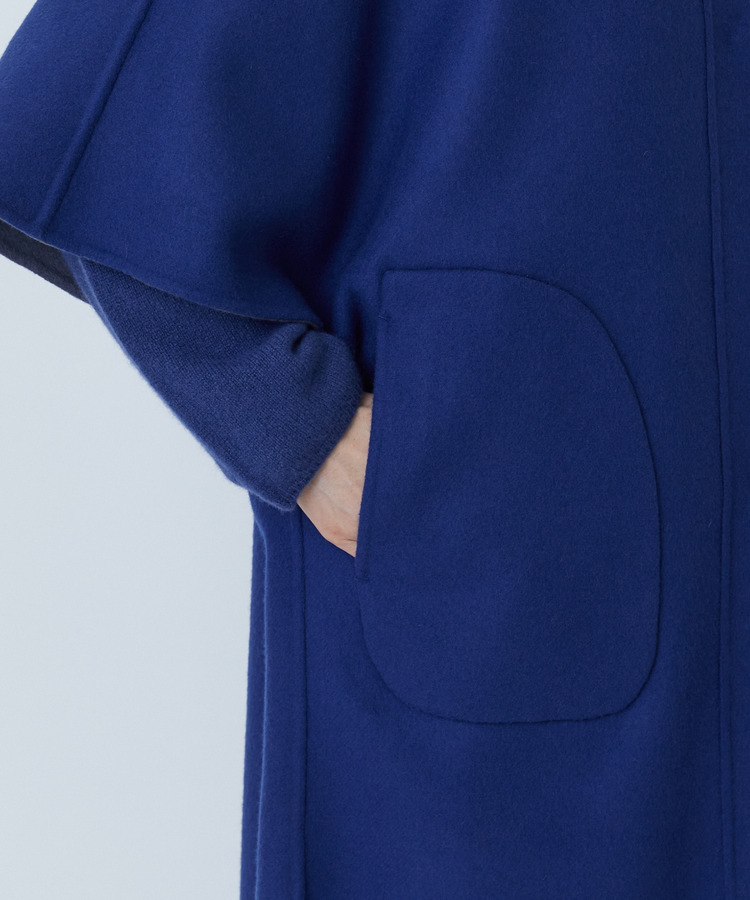 リバーシブル：カシミヤ混ダブルフェイスマントスリーブコート 詳細画像