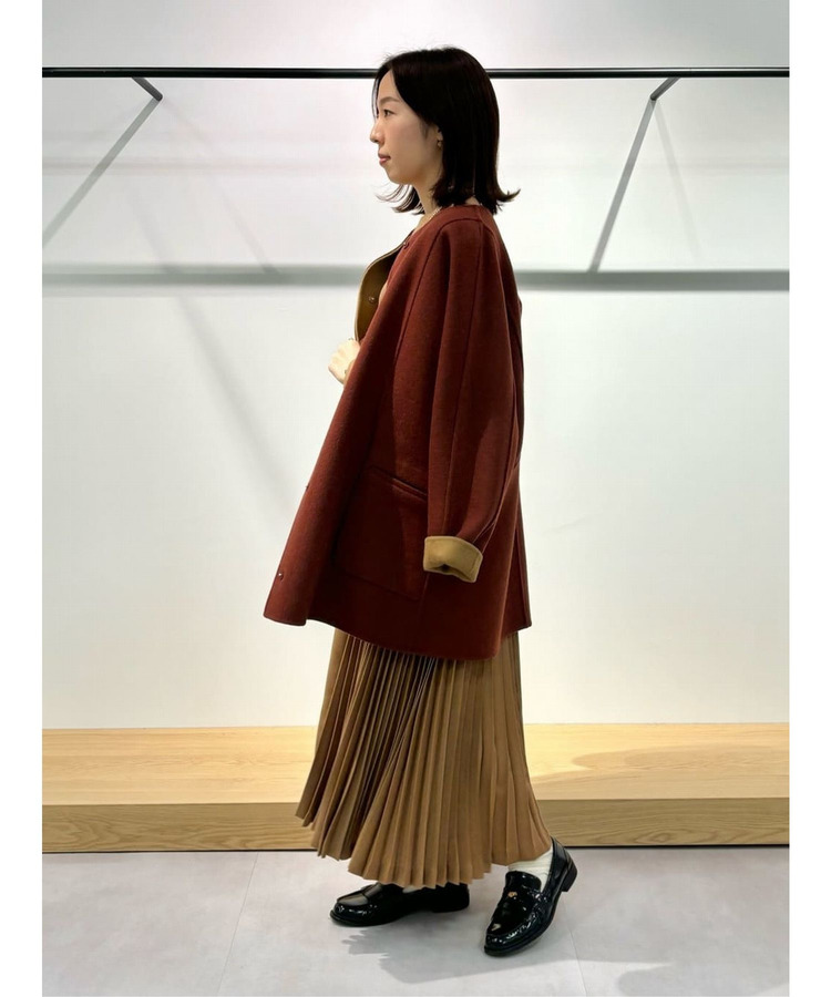 【リバーシブル】カシミヤ混ダブルフェイスドルマンスリーブコート 詳細画像