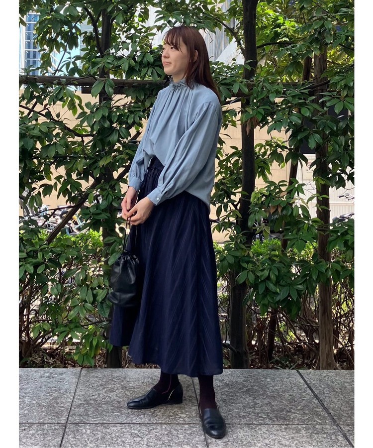 コットンキュプラボーダーイージーギャザースカート 詳細画像