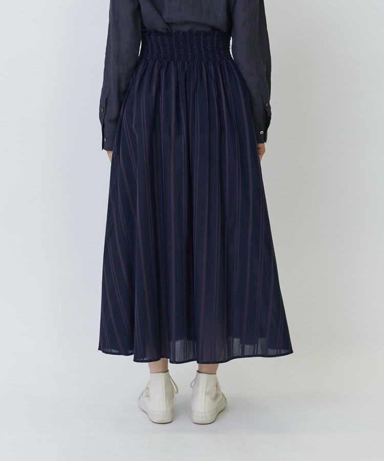 コットンキュプラボーダーイージーギャザースカート 詳細画像