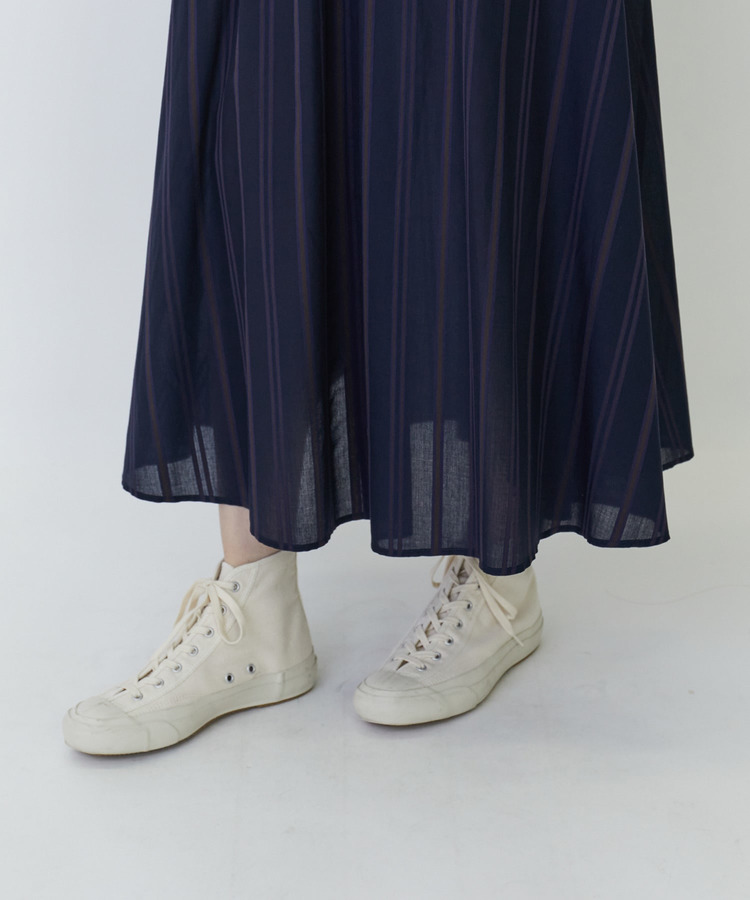 コットンキュプラボーダーイージーギャザースカート 詳細画像