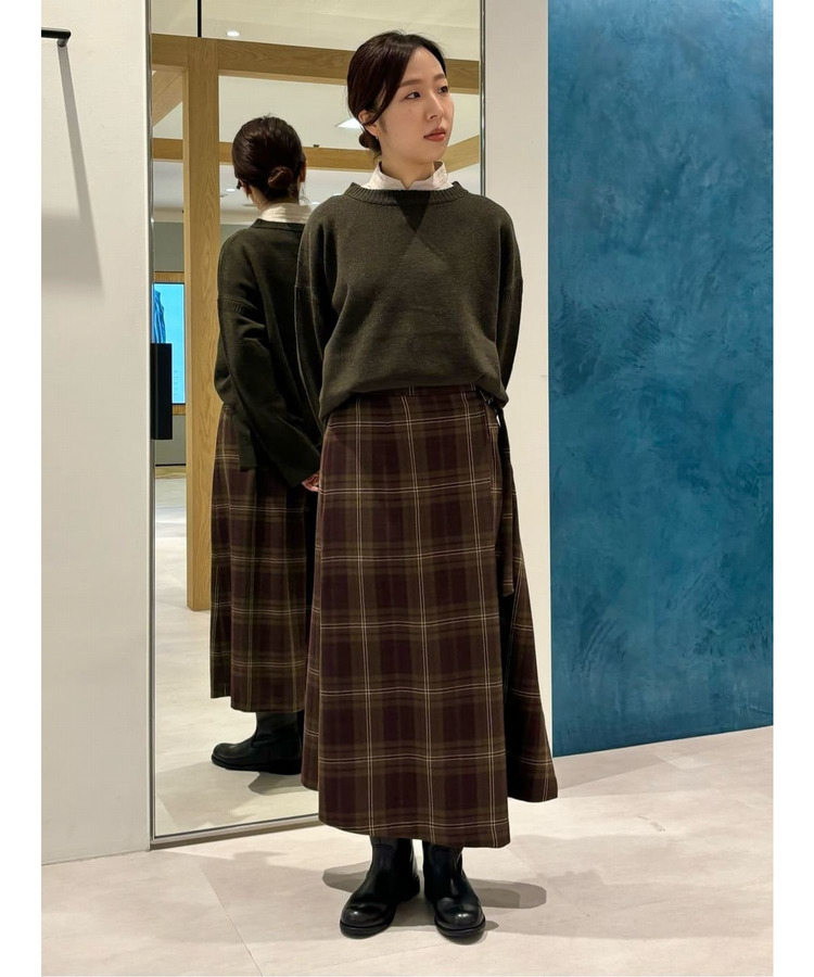 ウールサキソニーチェックラップスカート 詳細画像