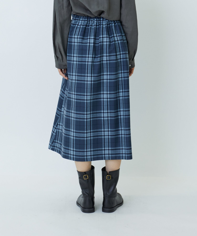 ウールサキソニーチェックラップスカート 詳細画像