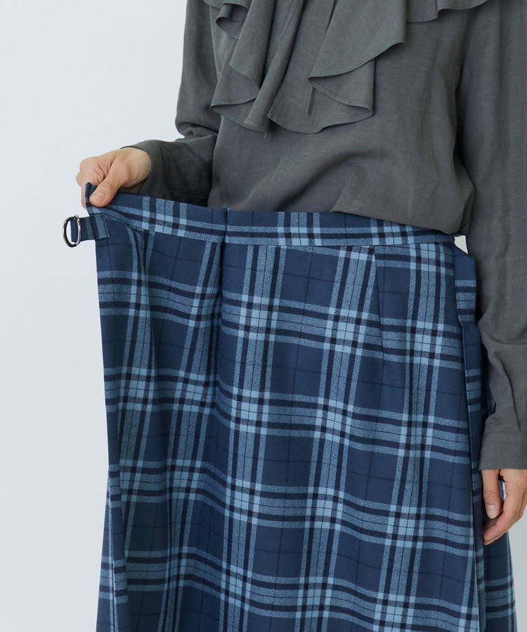 ウールサキソニーチェックラップスカート 詳細画像