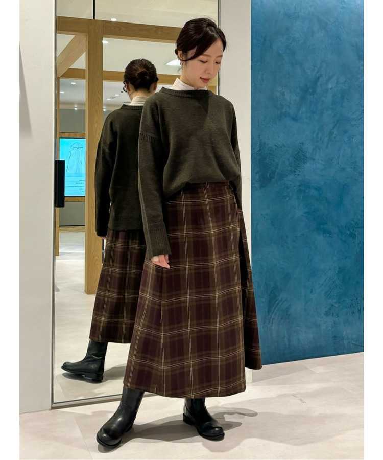 ウールサキソニーチェックラップスカート 詳細画像