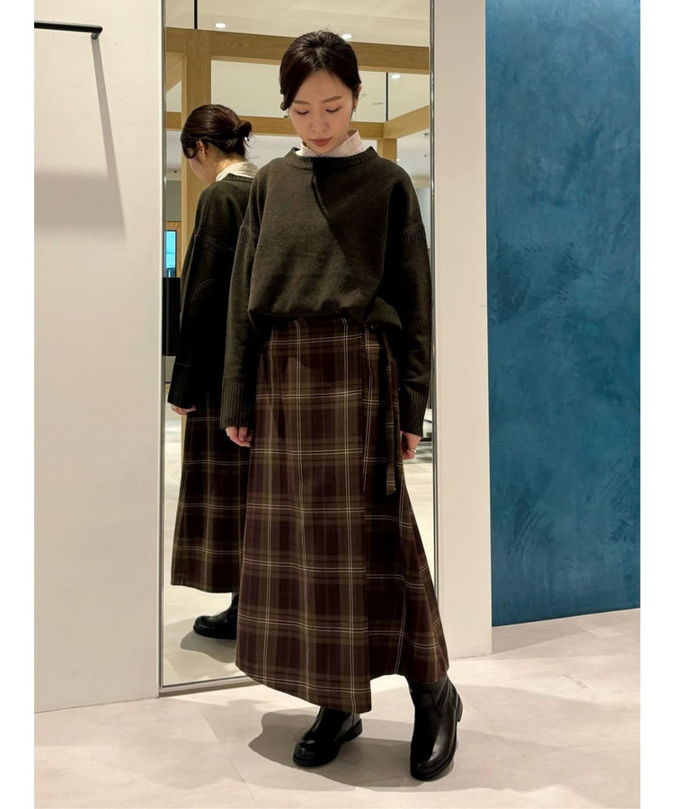 ウールサキソニーチェックラップスカート 詳細画像
