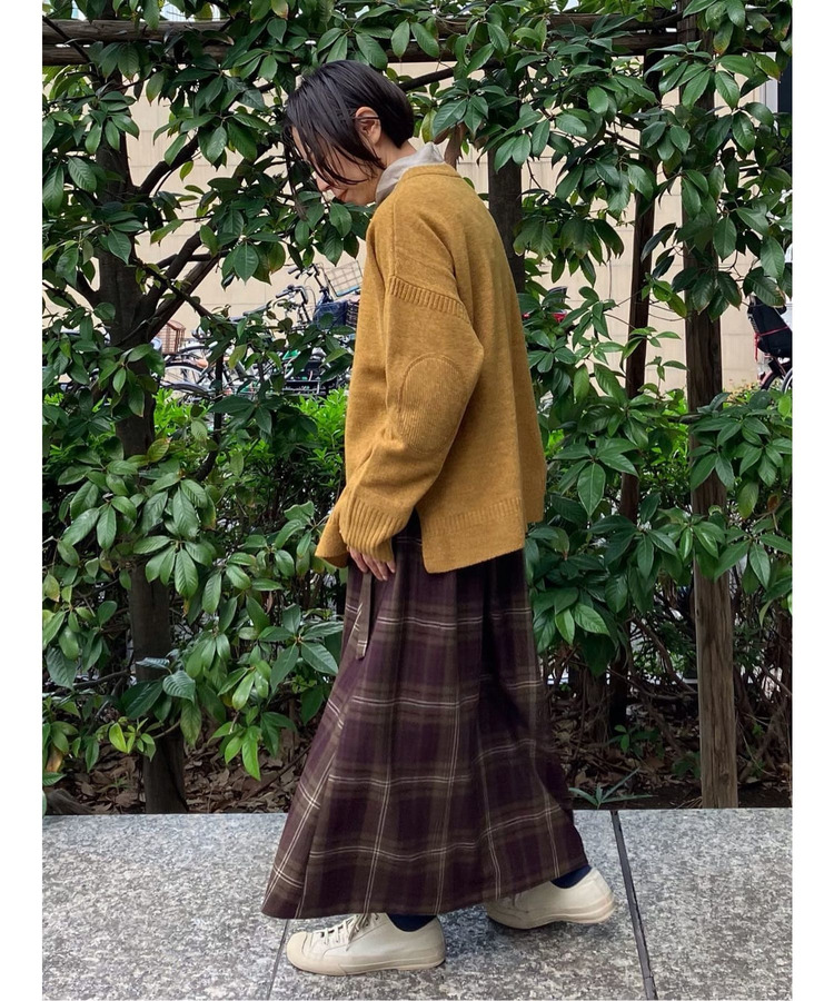 ウールサキソニーチェックラップスカート 詳細画像