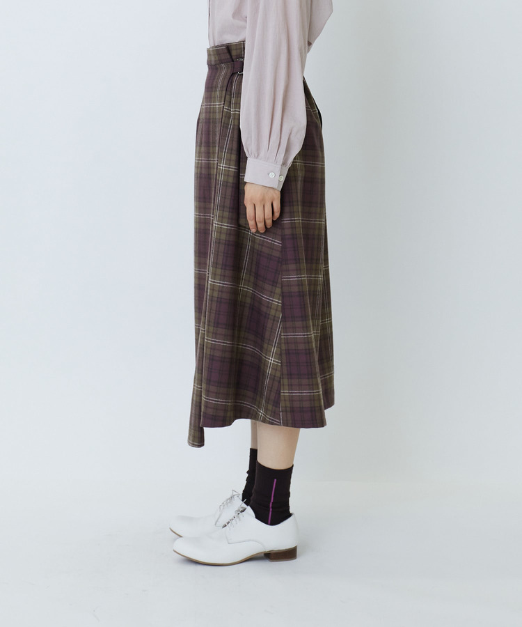 ウールサキソニーチェックラップスカート 詳細画像