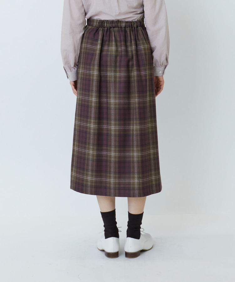 ウールサキソニーチェックラップスカート 詳細画像