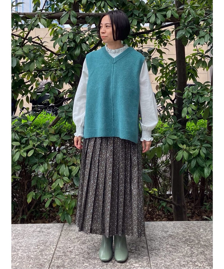 ウールアルパカVネックベスト 詳細画像 ブルーグリーン
