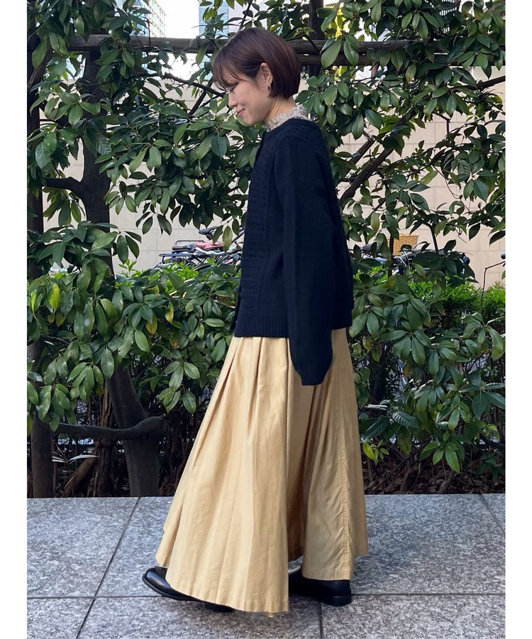 ライトモールスキンギャザーフレアーデザインスカート 詳細画像