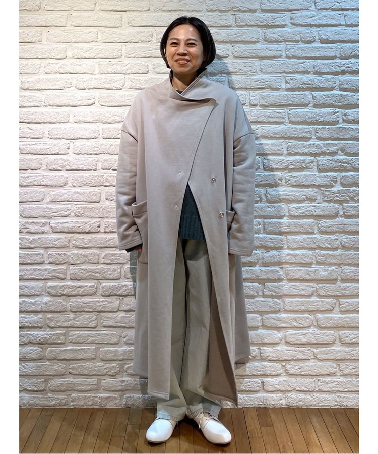 度詰め裏毛ビッグカラーコート 詳細画像