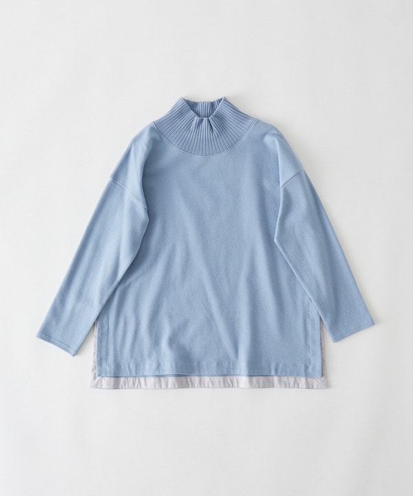 ポンチリブ襟プルオーバー 詳細画像 ブルー
