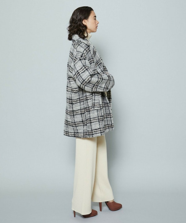 ［STORY 2024年1月号掲載商品］アルパカシャギーチェックコート 詳細画像