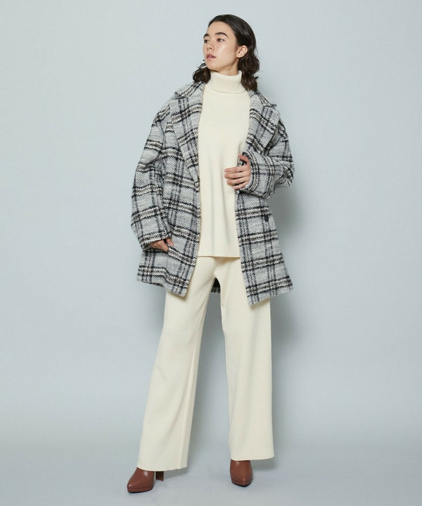 ［STORY 2024年1月号掲載商品］アルパカシャギーチェックコート 詳細画像