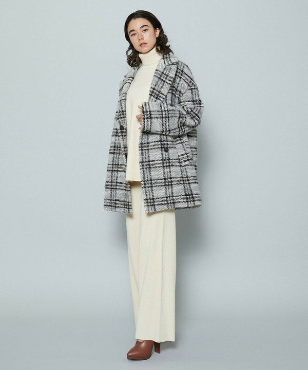 ［STORY 2024年1月号掲載商品］アルパカシャギーチェックコート 詳細画像