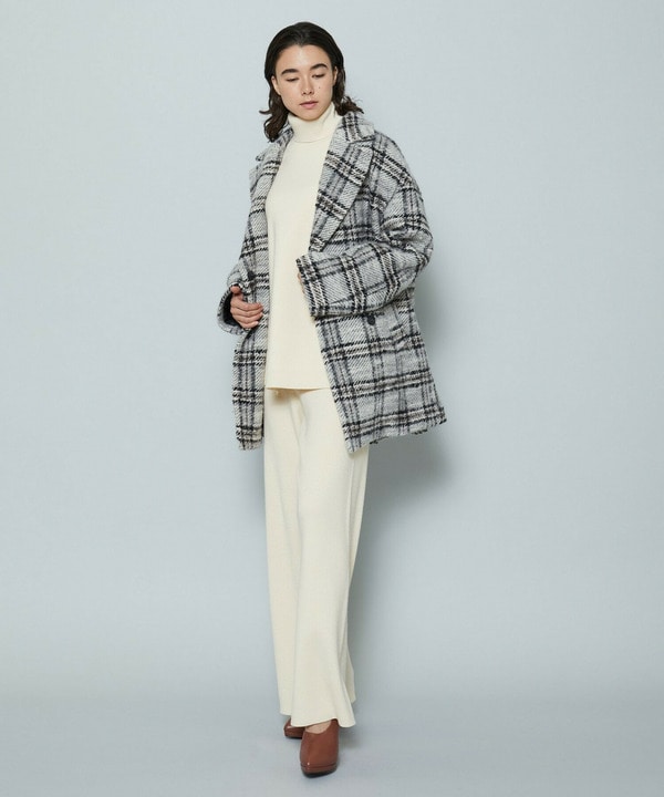 ［STORY 2024年1月号掲載商品］アルパカシャギーチェックコート 詳細画像