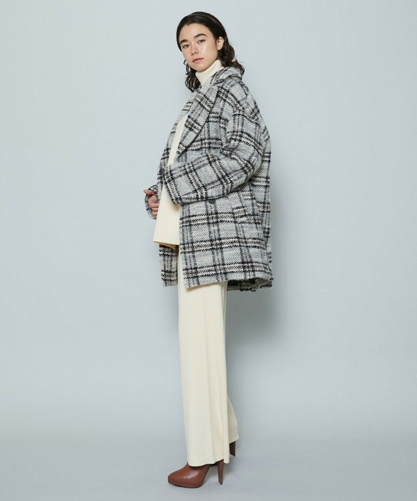 ［STORY 2024年1月号掲載商品］アルパカシャギーチェックコート 詳細画像