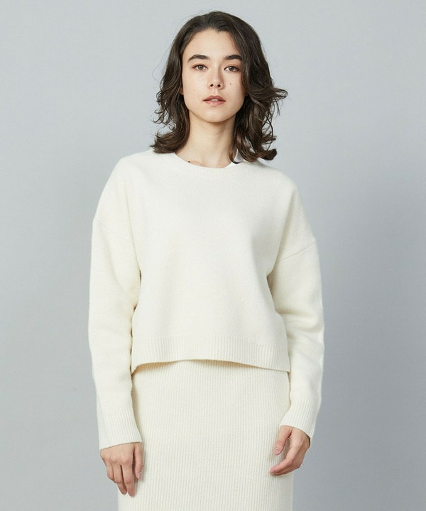 ［スタイリスト村山佳世子コラボ］ウールカシミヤクルーネックニット［セットアップ可能］ 詳細画像 オフホワイト