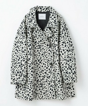 【Lサイズ】ダルメシアンプリントスタンドカラーコート