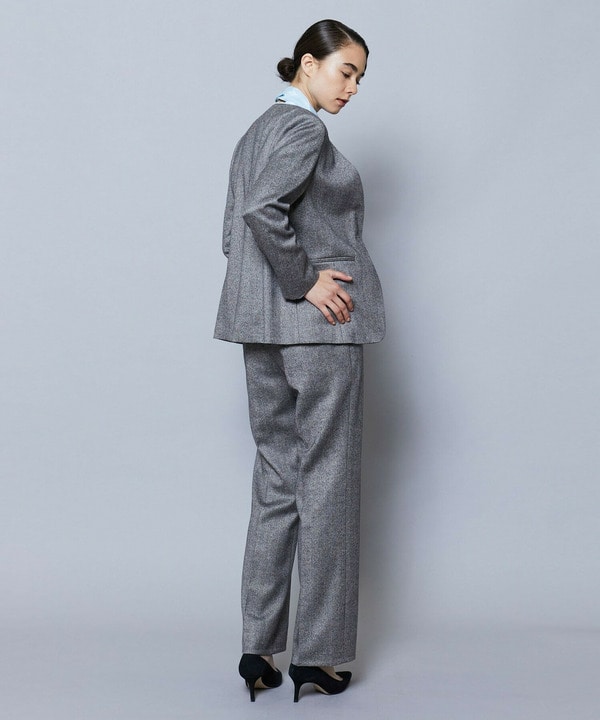 【Lサイズ】ツィードヘリンボンストレートパンツ［セットアップ可能］ 詳細画像