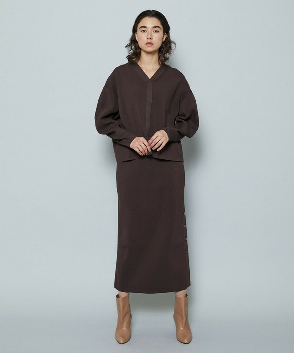 ポリエステルニットロングタイトスカート 詳細画像