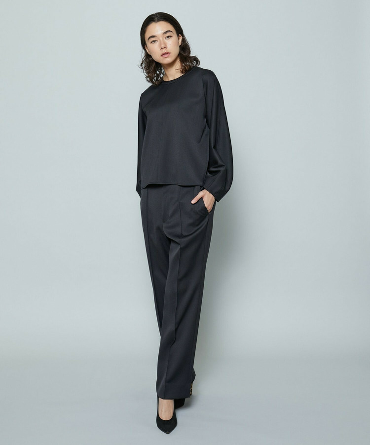 ストレッチサテンストレートパンツ 詳細画像