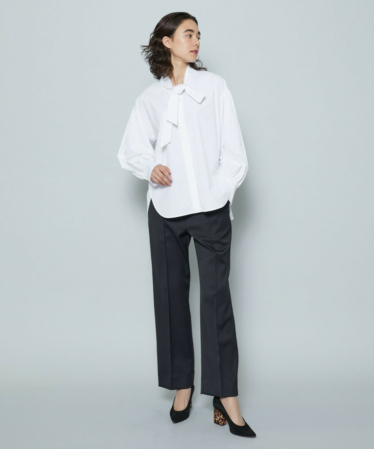 ストレッチサテンストレートパンツ 詳細画像