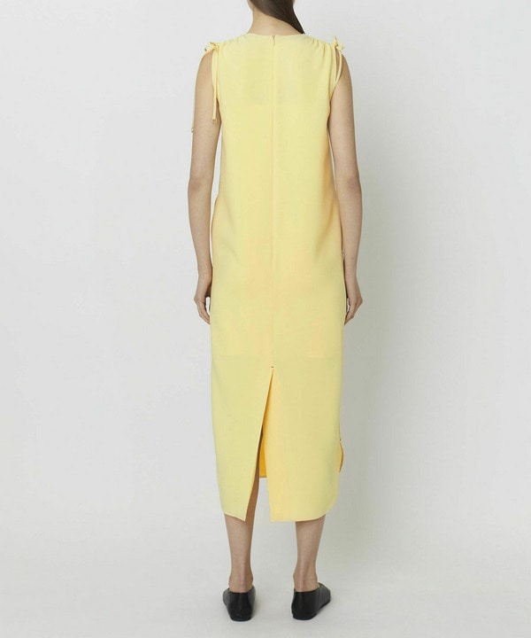 LIGHT DOUBLE CLOTH SHOULDER GATHER BELTED DRESS 詳細画像