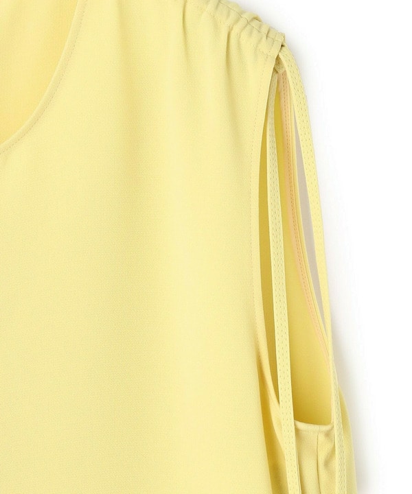 LIGHT DOUBLE CLOTH SHOULDER GATHER BELTED DRESS 詳細画像