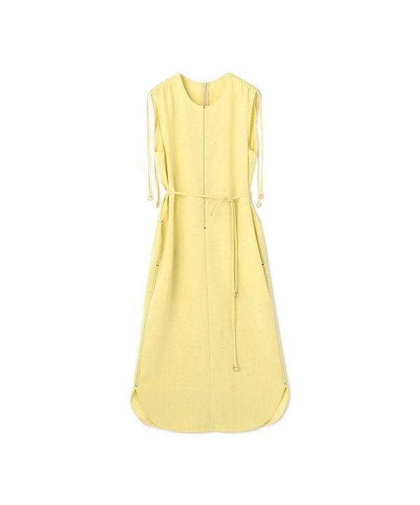 LIGHT DOUBLE CLOTH SHOULDER GATHER BELTED DRESS 詳細画像 イエロー