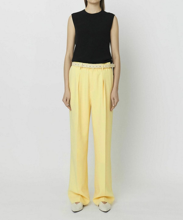 LIGHT DOUBLE CLOTH MODERN TROUSERS W/GATHER BELT 詳細画像