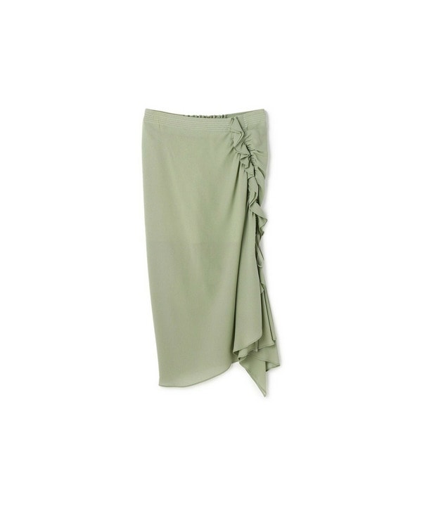 CUPRA GEORGETTE RUFFLED SKIRT 詳細画像 セージグリーン