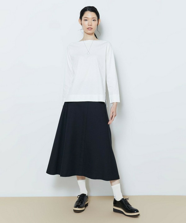 【Lサイズ】スーピマコットンボートネックカットソー 詳細画像