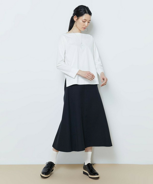 【Lサイズ】スーピマコットンボートネックカットソー 詳細画像