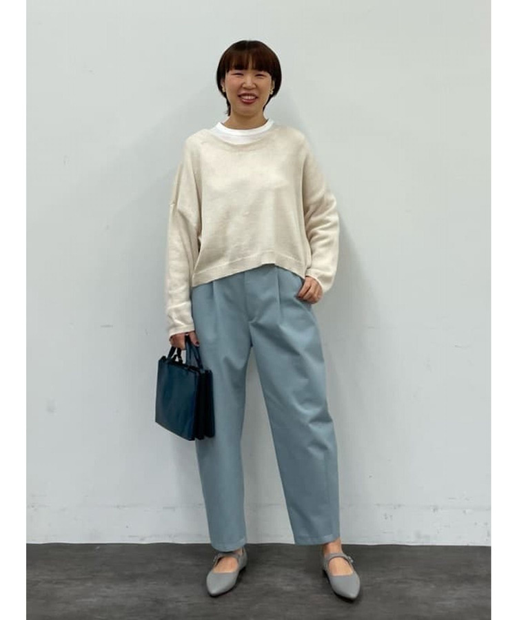 コットンエステルワンタックテーパードパンツ 詳細画像