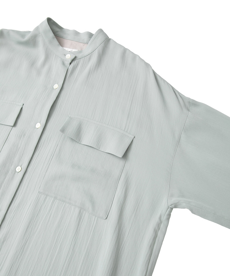 コットン強撚サテンチュニックシャツ 詳細画像