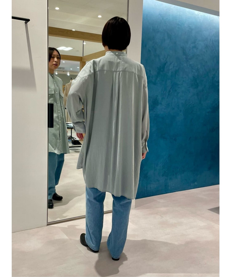 コットン強撚サテンチュニックシャツ 詳細画像