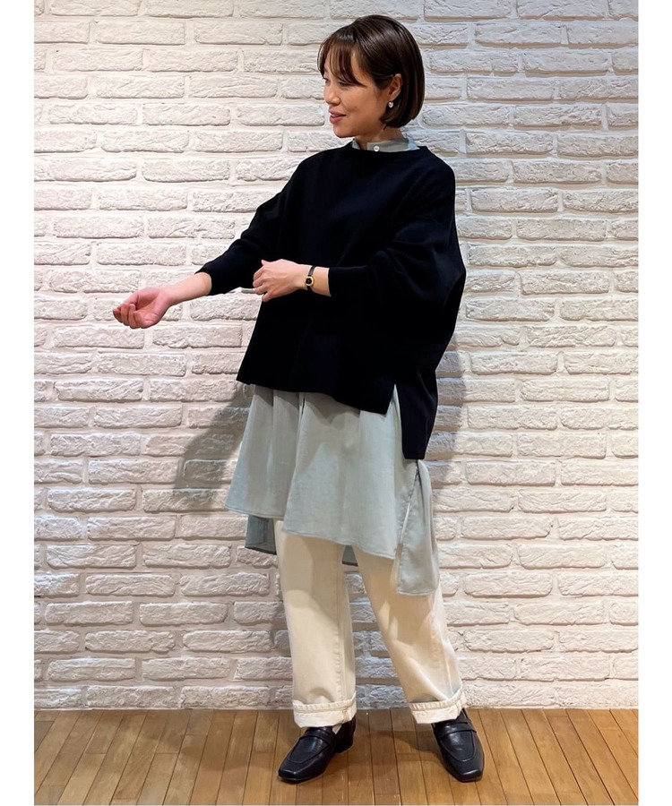 コットン強撚サテンチュニックシャツ 詳細画像