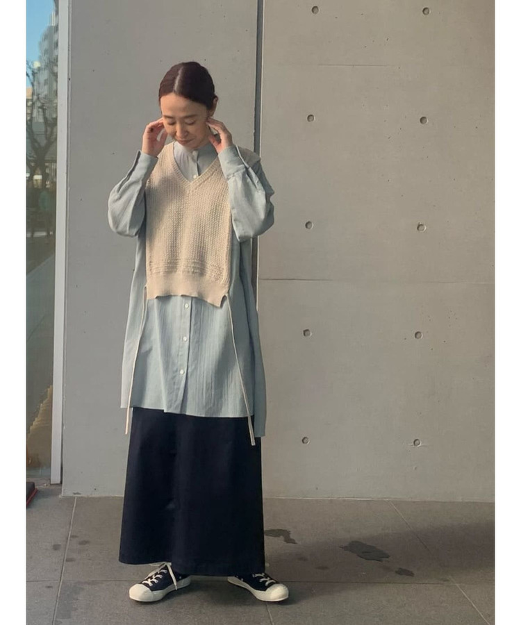 コットン強撚サテンチュニックシャツ 詳細画像