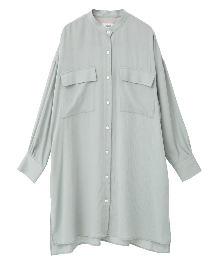 コットン強撚サテンチュニックシャツ 詳細画像